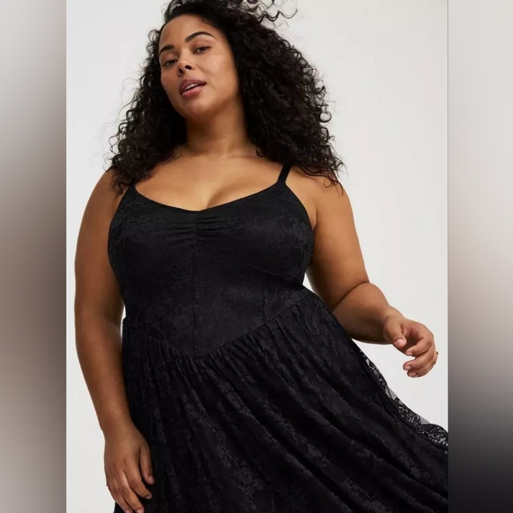 Torrid Maxi Stretch Lace Bustier Dress Deep Black Size 1X - Picture 2 of 16